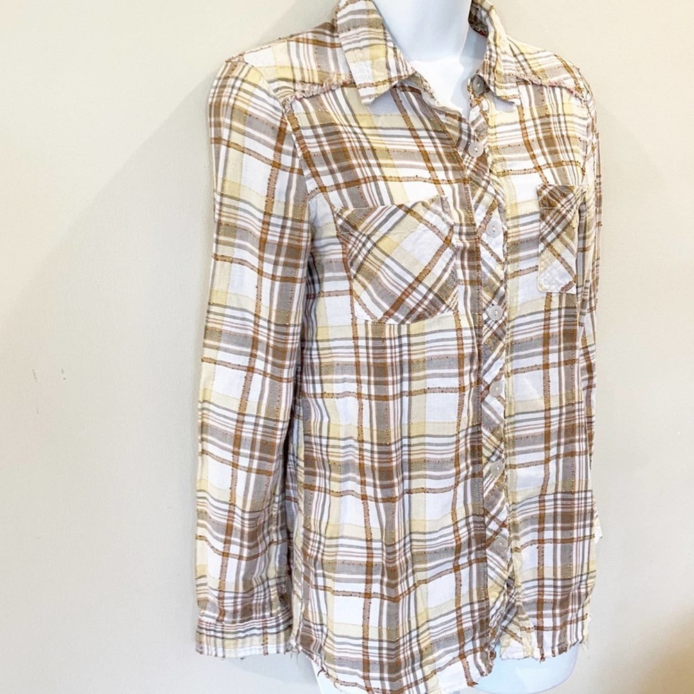 Free People We The Free Park Ranger Plaid Top XS - Picture 3 of 15